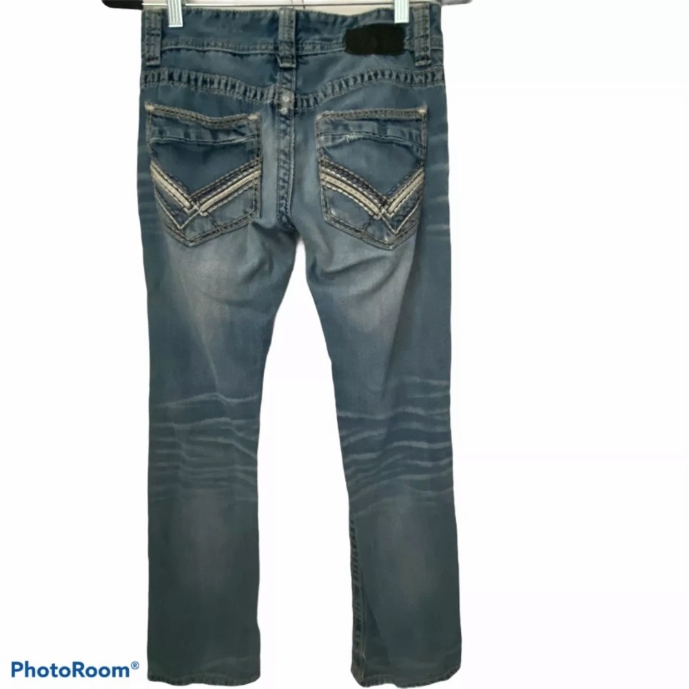 Buckle Black 3 FIT Jeans Mens 28 Denim Low Rise Thick Stitch Bootcut Medium Wash - Picture 2 of 11
